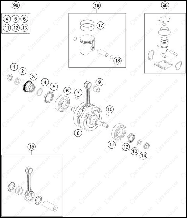 CRANKSHAFT, PISTON, 2025 GASGAS MC-125