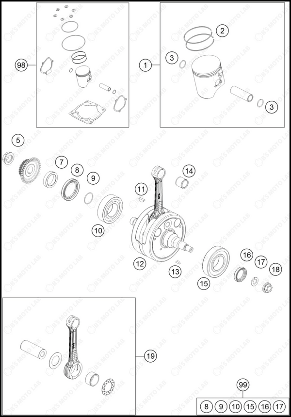 CRANKSHAFT, PISTON, 2024 GASGAS EX-300