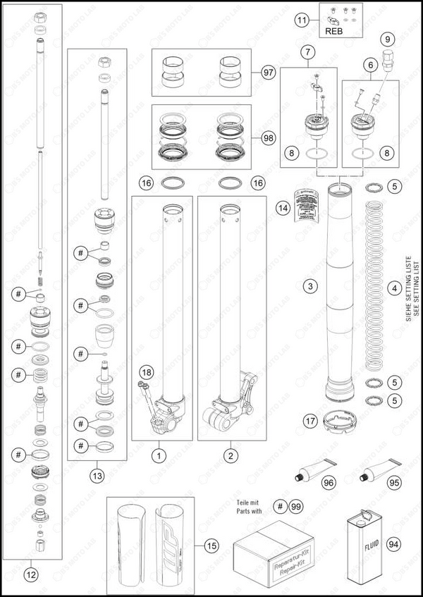 FRONT FORK DISASSEMBLED, 2025 GASGAS MC-50