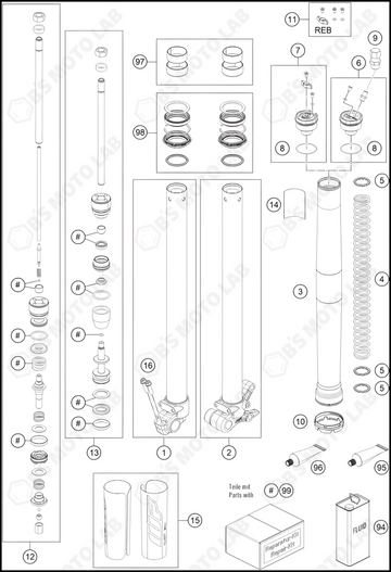 FRONT FORK DISASSEMBLED, 2023 GASGAS MC-65