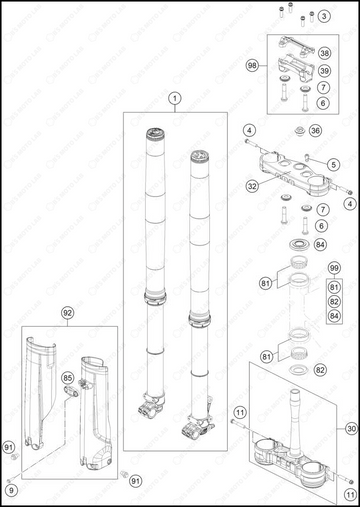 FRONT FORK, TRIPLE CLAMP, 2025 GASGAS MC-150