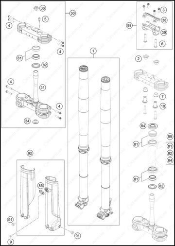 FRONT FORK, TRIPLE CLAMP, 2023 GASGAS MC-250-FACTORY