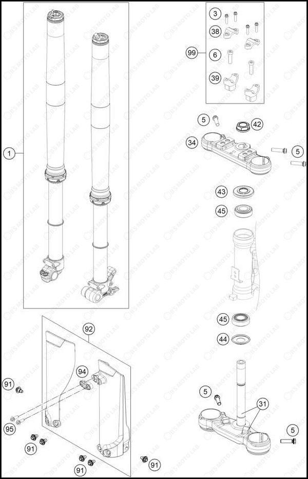 FRONT FORK, TRIPLE CLAMP, 2025 GASGAS MC-65