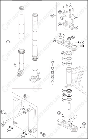 FRONT FORK, TRIPLE CLAMP, 2024 GASGAS MC-E-3