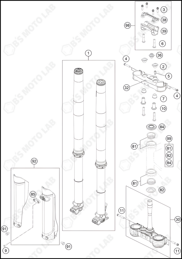 FRONT FORK, TRIPLE CLAMP, 2024 GASGAS MC-250