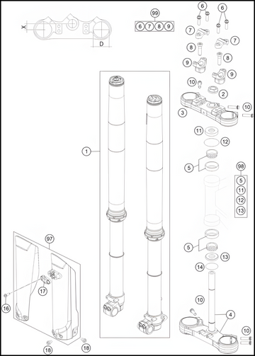 FRONT FORK, TRIPLE CLAMP, 2023 GASGAS MC-85-17-14