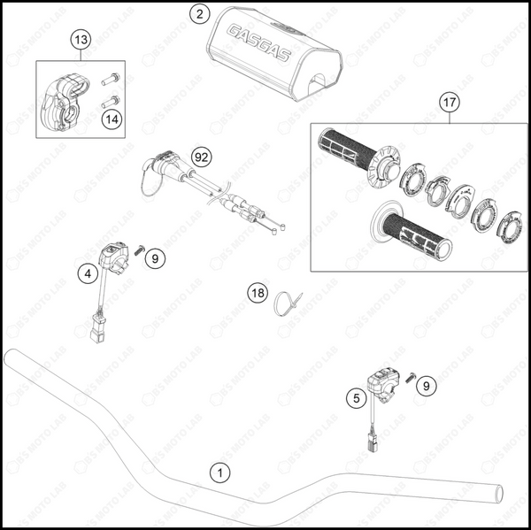 HANDLEBAR, CONTROLS, 2023 GASGAS MC-250-FACTORY