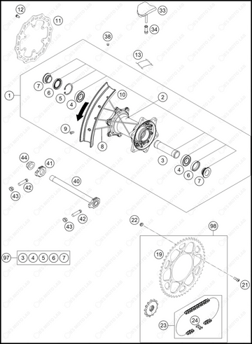 REAR WHEEL, 2023 GASGAS MC-250-FACTORY