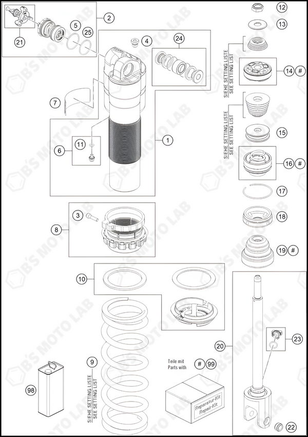 SHOCK ABSORBER DISASSEMBLED, 2024 GASGAS MC-350-F