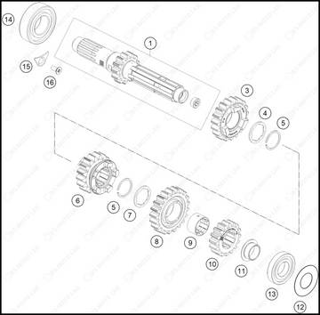 TRANSMISSION I - MAIN SHAFT, 2023 GASGAS MC-250-FACTORY