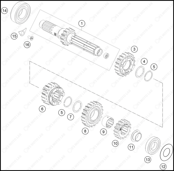 TRANSMISSION I - MAIN SHAFT, 2023 GASGAS MC-250-FACTORY